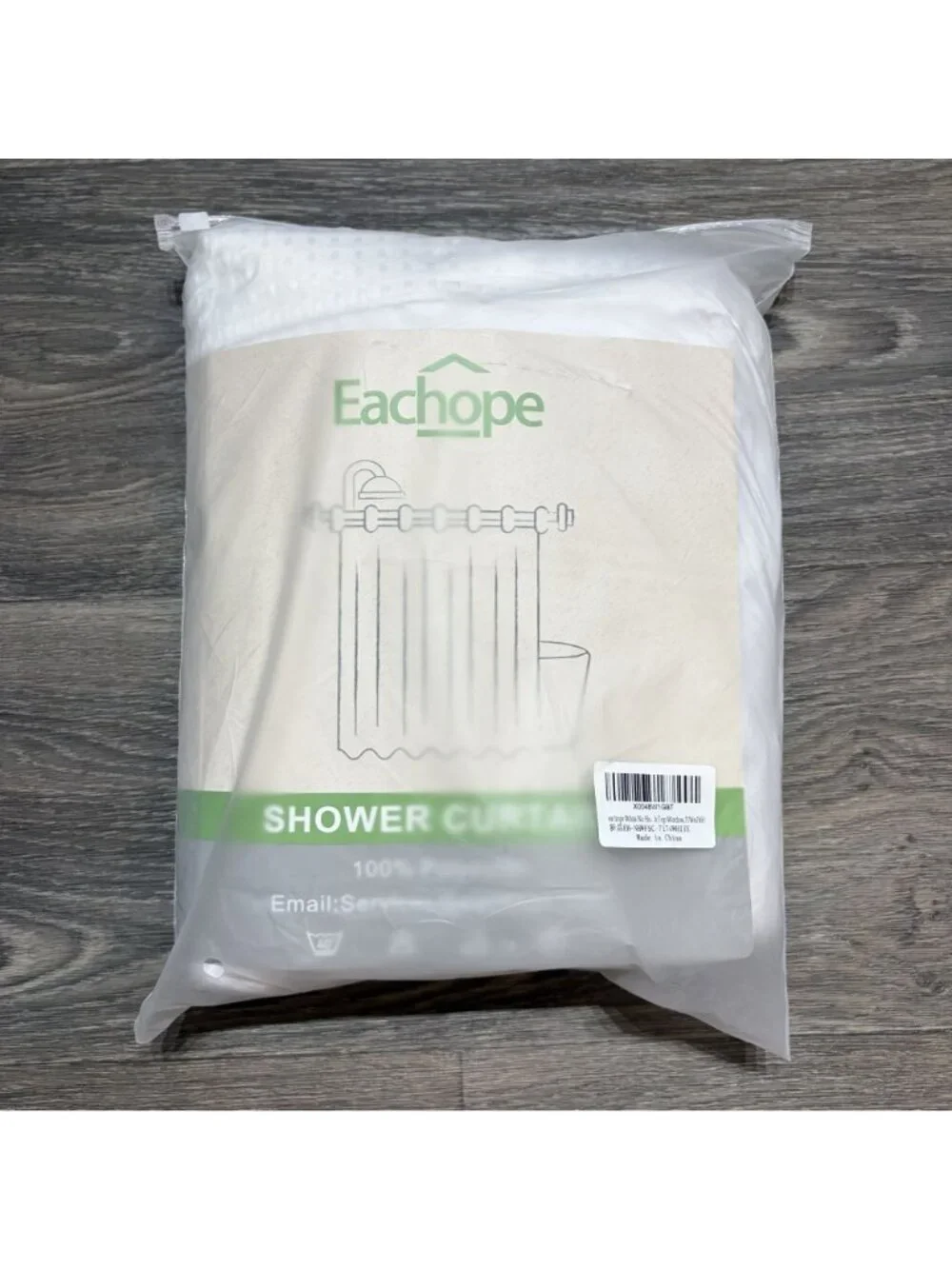 Eachope White Shower Curtain No Hooks Mesh Top Window 71Wx74H Waterproof Bathroo